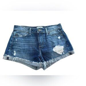 Paige Jimmy Jimmy Womens Distressed Denim Shorts Size 25 Blue Raw Hem